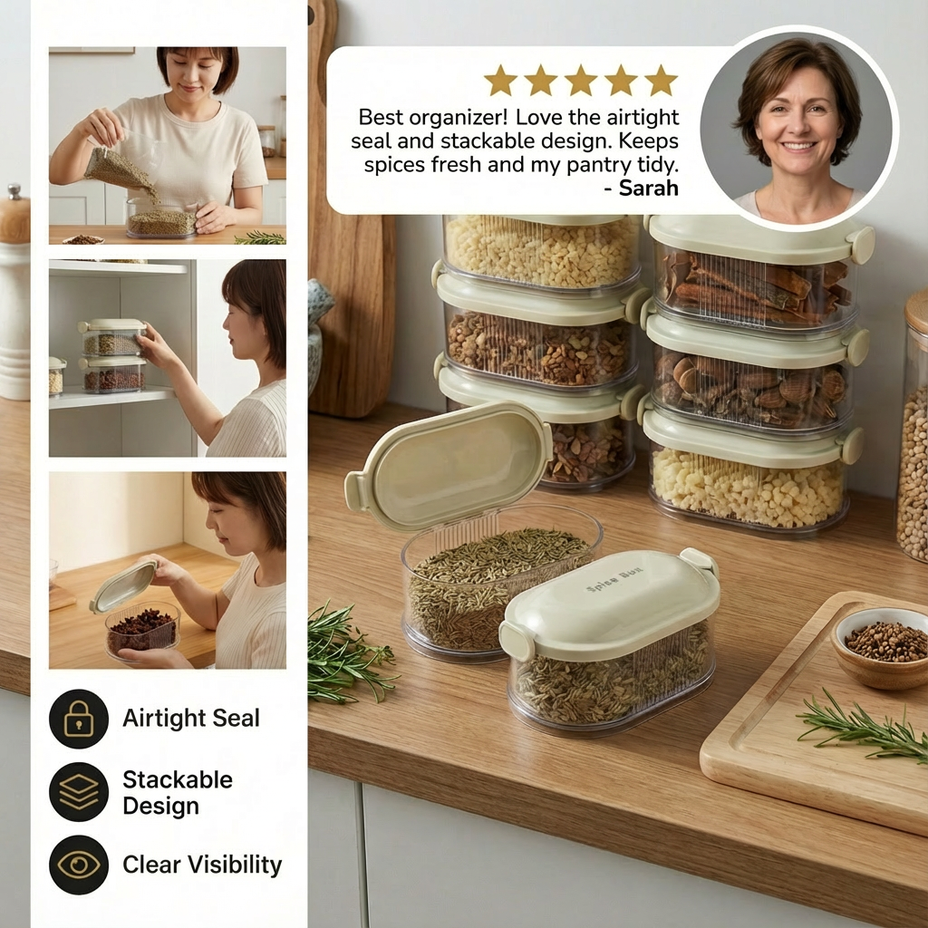 Stackable Clear Spice Storage Containers