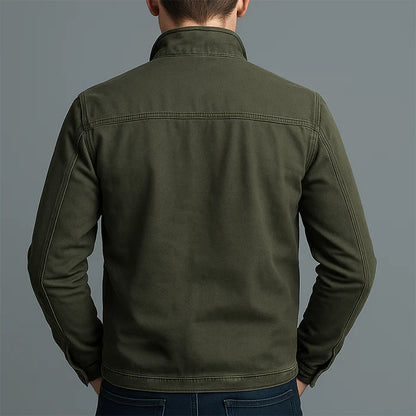 Men’s Washed Cotton Zip-Up Lapel Jacket