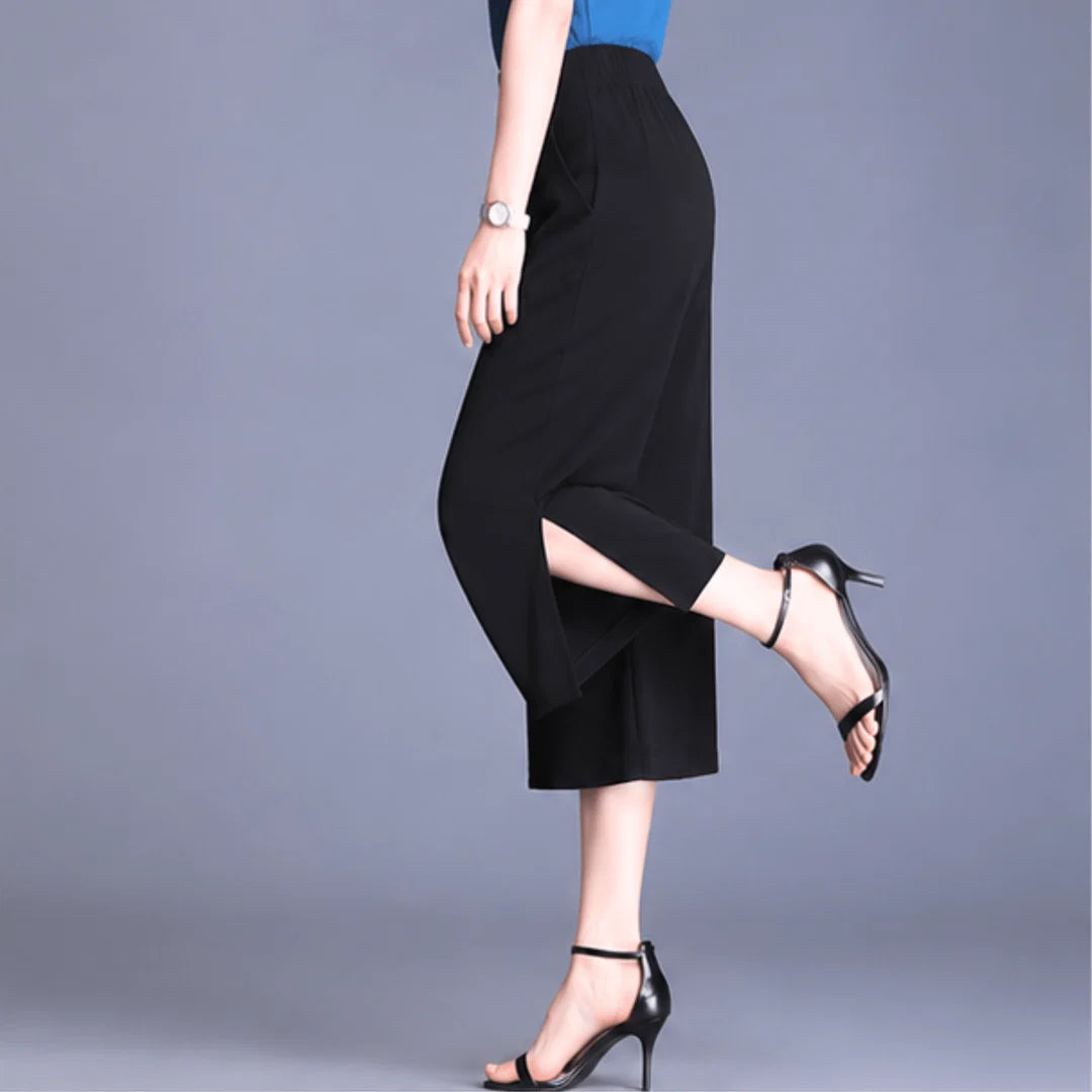 Women's Side Slit Wide Leg Trousers