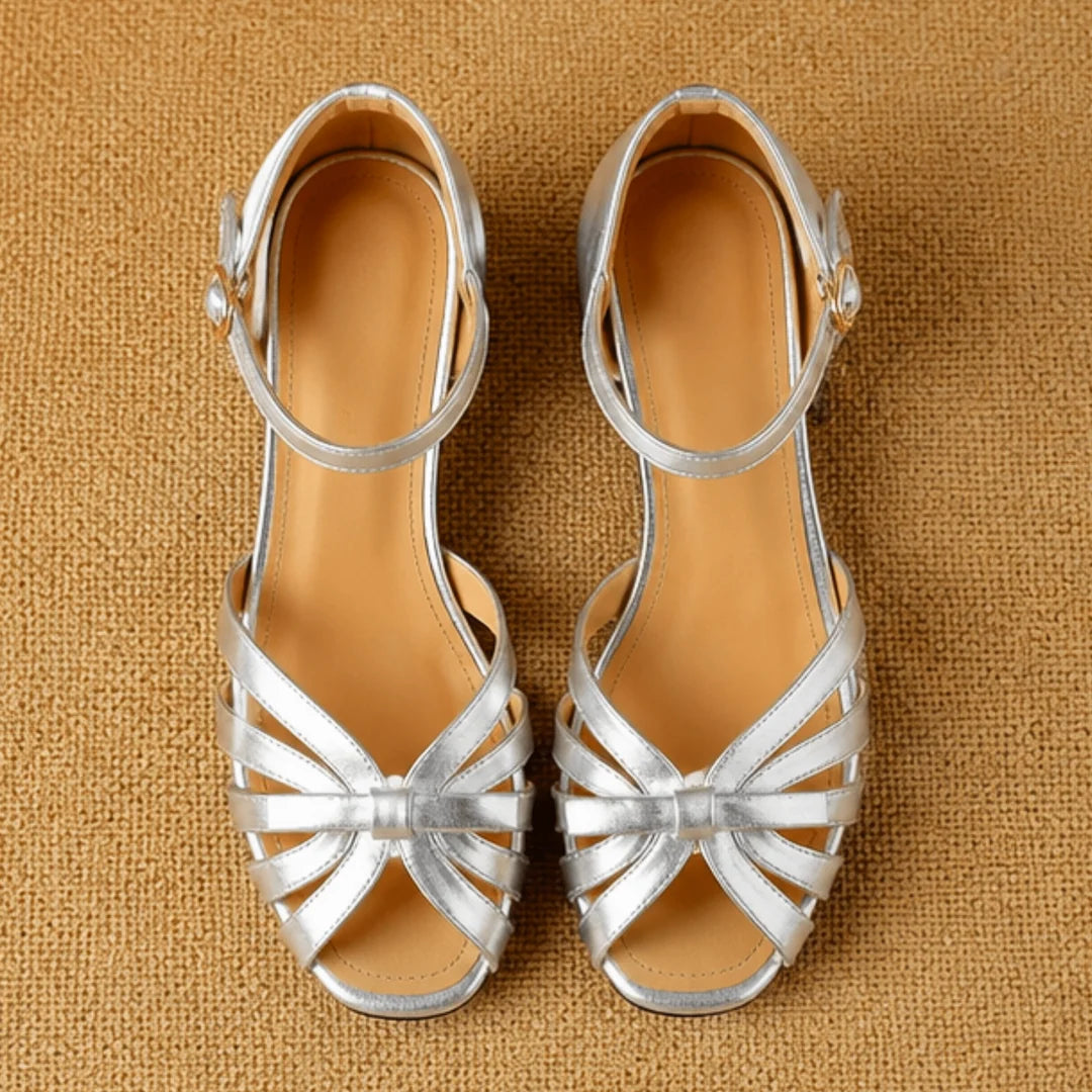 Women's Bow Accent Block Heel Sandals