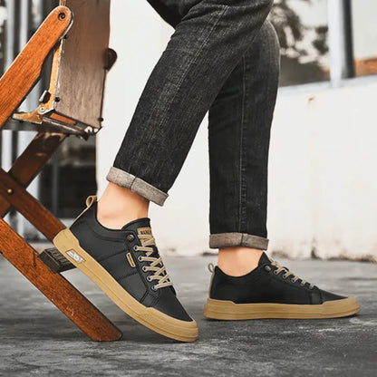 Men’s Low Profile Leather-Look Casual Trainers