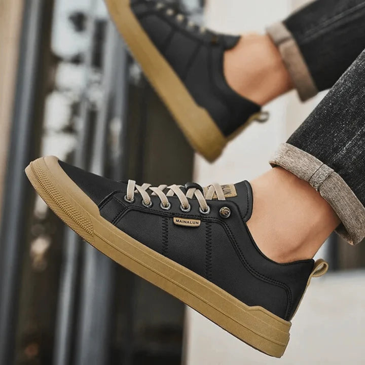 Men’s Low Profile Leather-Look Casual Trainers