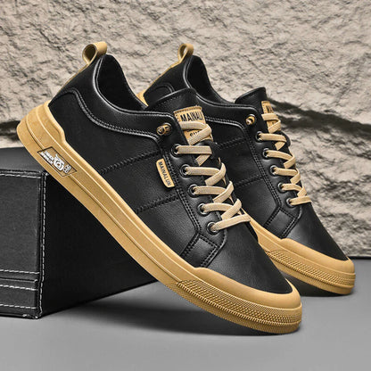 Men’s Low Profile Leather-Look Casual Trainers