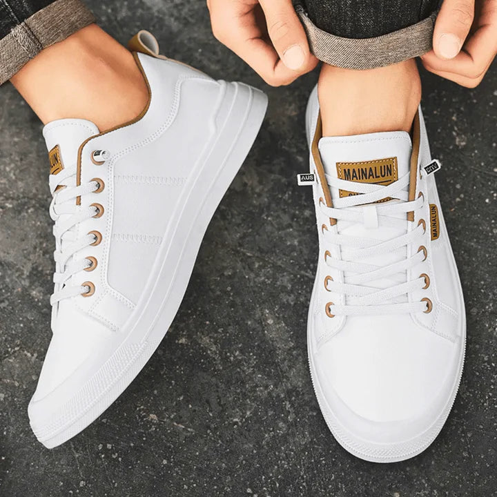 Men’s Low Profile Leather-Look Casual Trainers