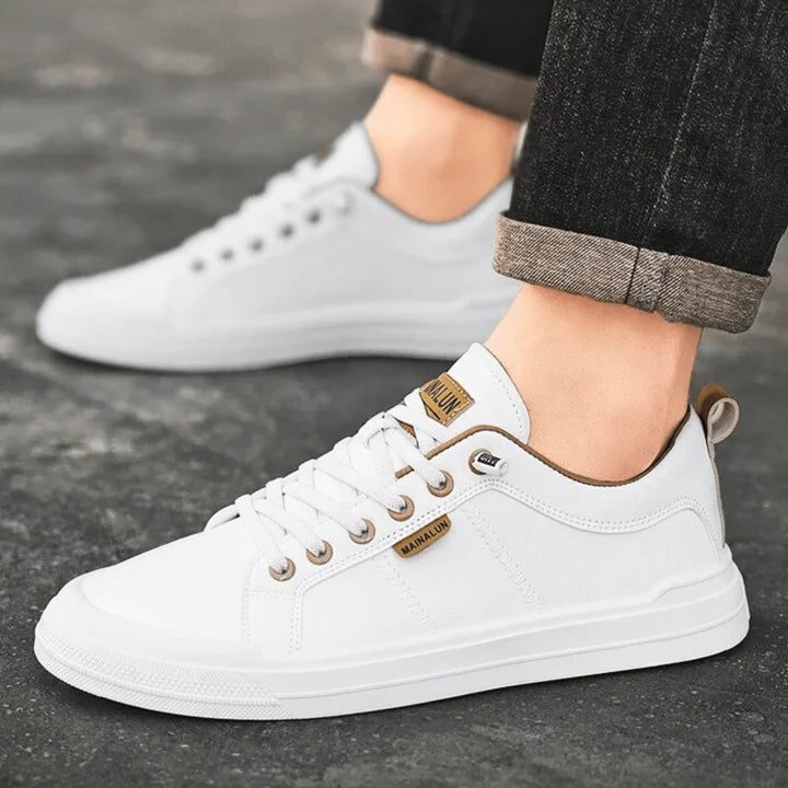 Men’s Low Profile Leather-Look Casual Trainers