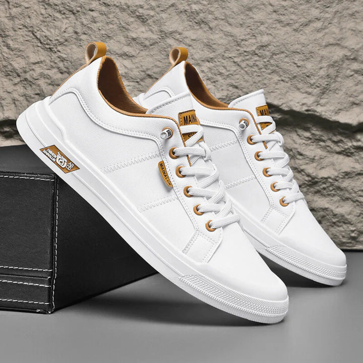 Men’s Low Profile Leather-Look Casual Trainers