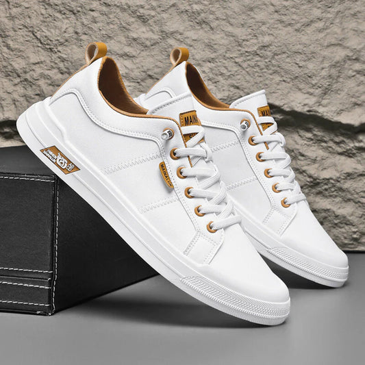 Men’s Low Profile Leather-Look Casual Trainers