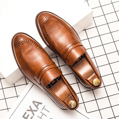 Men’s Refined Full-Grain Leather-Look Slip-On Loafers