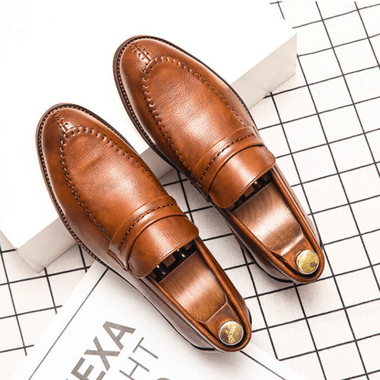 Men’s Refined Full-Grain Leather-Look Slip-On Loafers