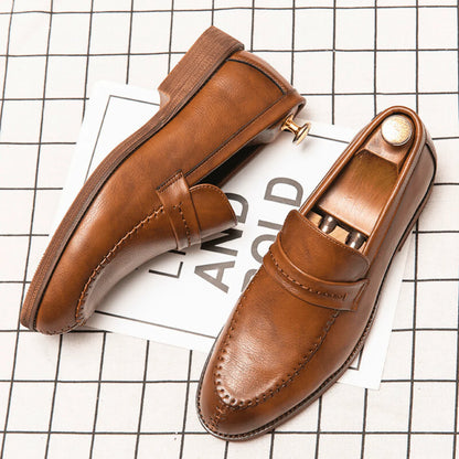 Men’s Refined Full-Grain Leather-Look Slip-On Loafers