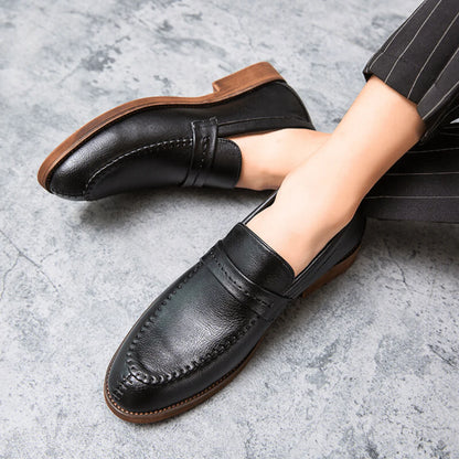Men’s Refined Full-Grain Leather-Look Slip-On Loafers