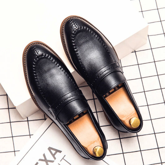 Men’s Refined Full-Grain Leather-Look Slip-On Loafers