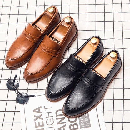 Men’s Refined Full-Grain Leather-Look Slip-On Loafers