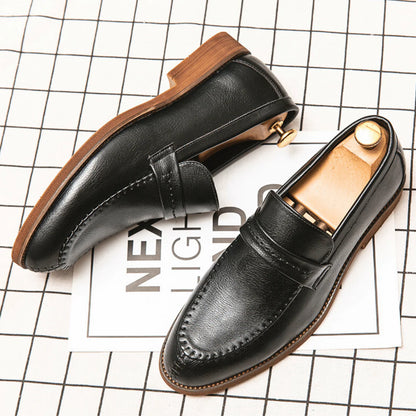 Men’s Refined Full-Grain Leather-Look Slip-On Loafers