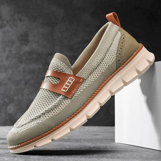 Men’s Contrast-Trim Knitted Loafers