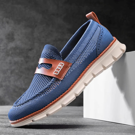 Men’s Contrast-Trim Knitted Loafers