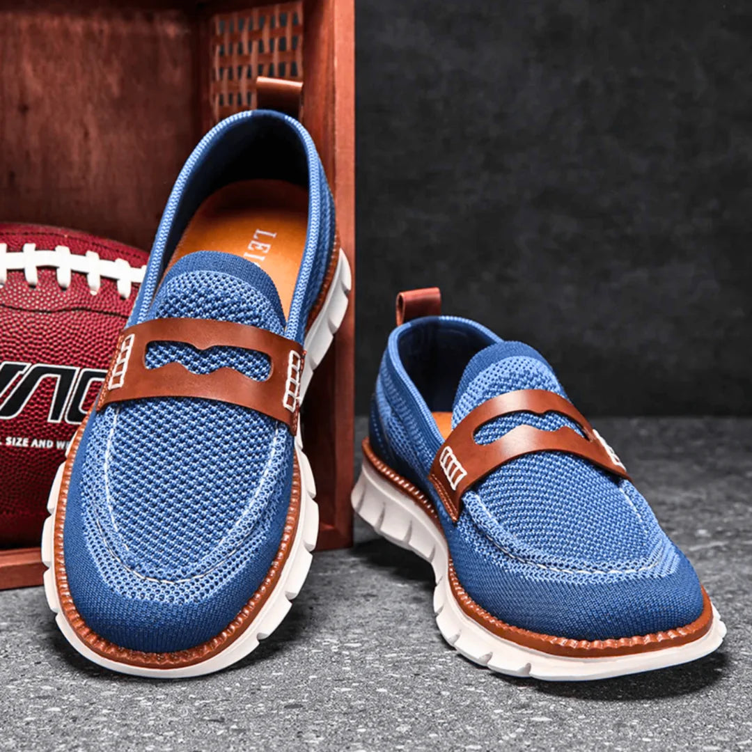Men’s Contrast-Trim Knitted Loafers
