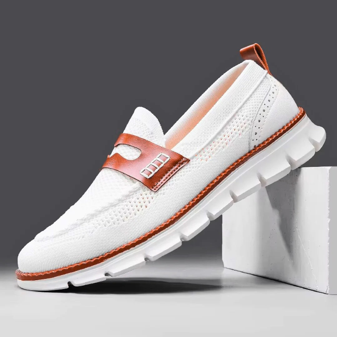 Men’s Contrast-Trim Knitted Loafers