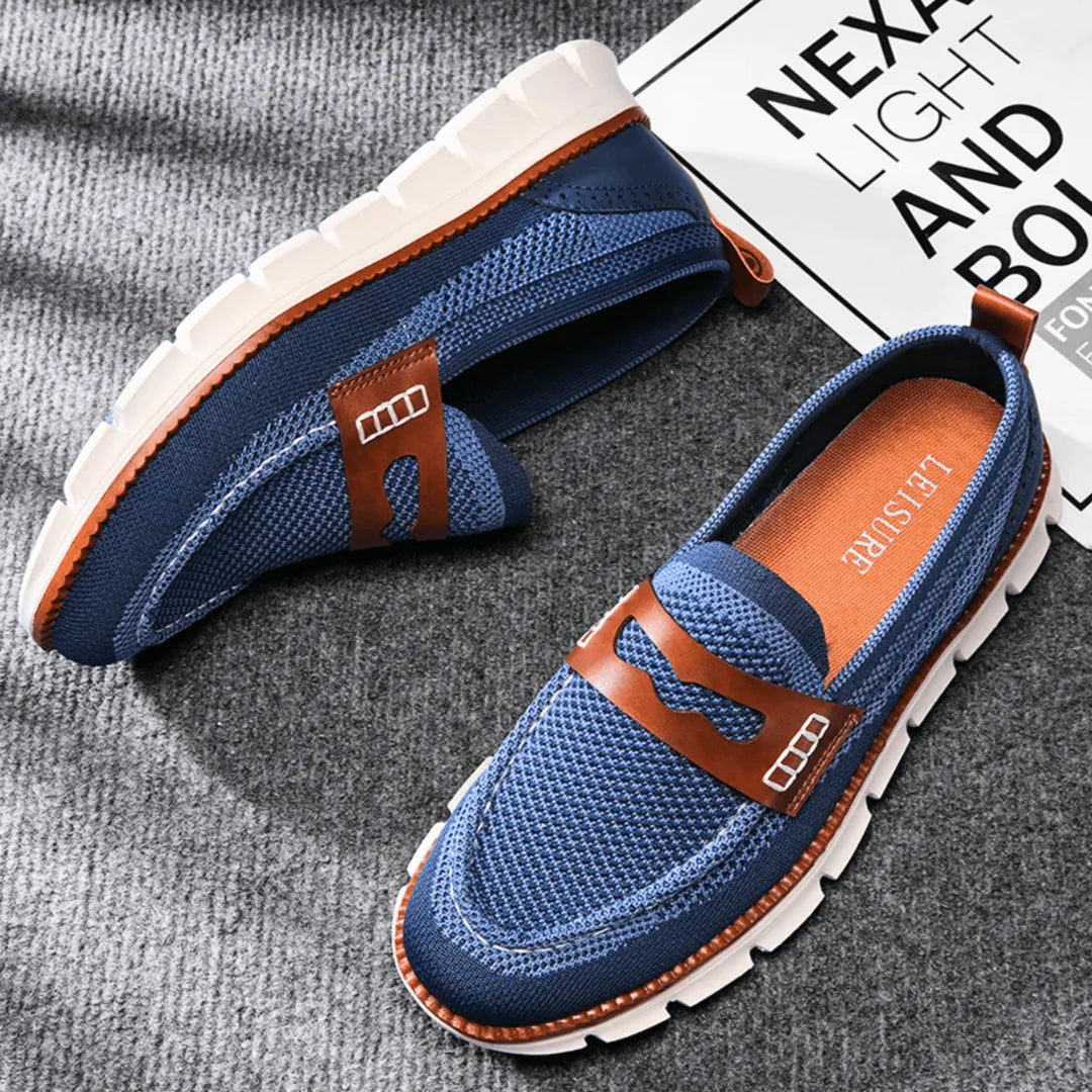 Men’s Contrast-Trim Knitted Loafers