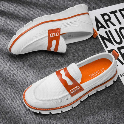 Men’s Contrast-Trim Knitted Loafers