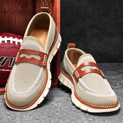 Men’s Contrast-Trim Knitted Loafers