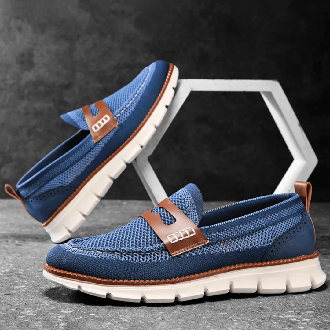 Men’s Contrast-Trim Knitted Loafers