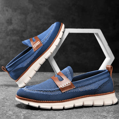 Men’s Contrast-Trim Knitted Loafers