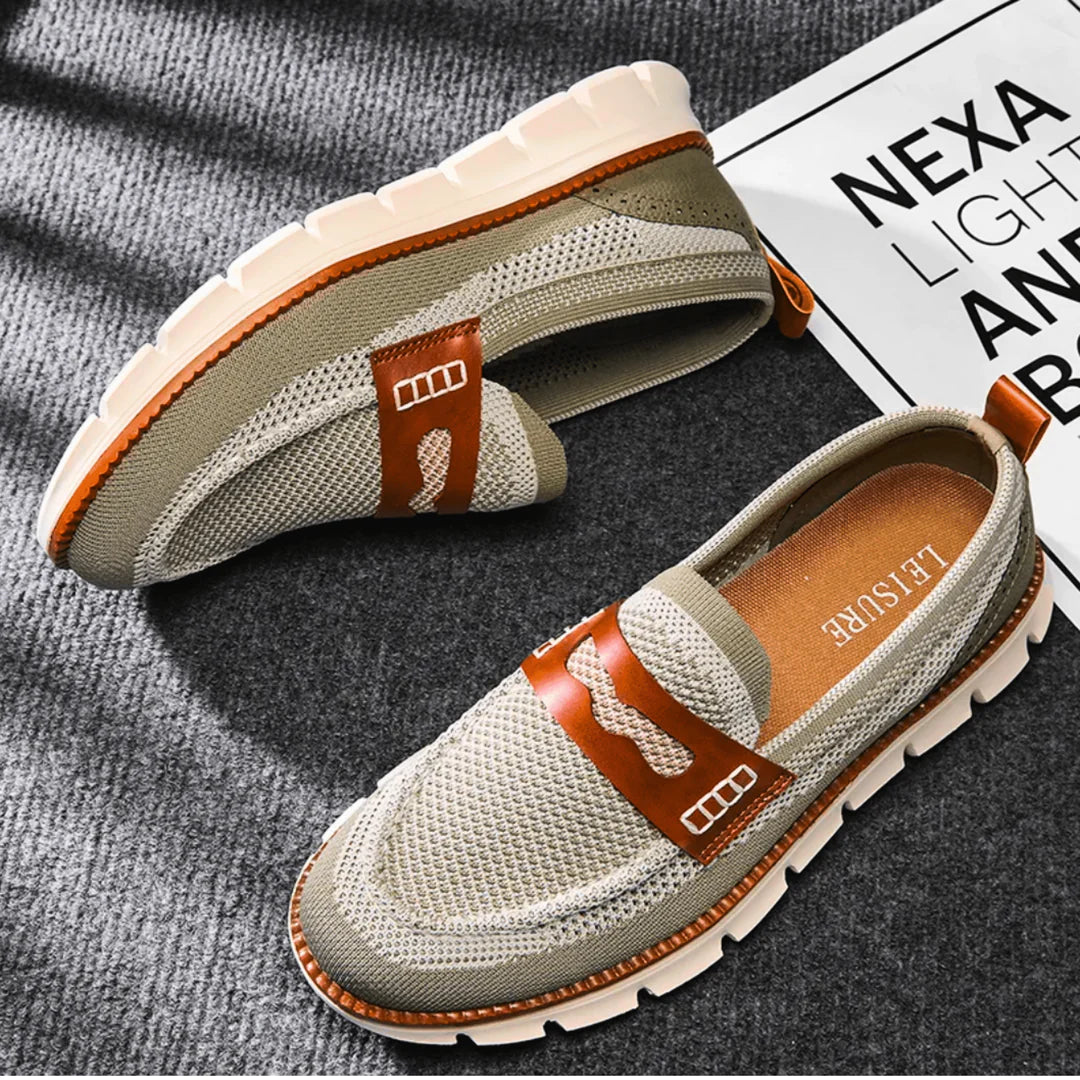Men’s Contrast-Trim Knitted Loafers