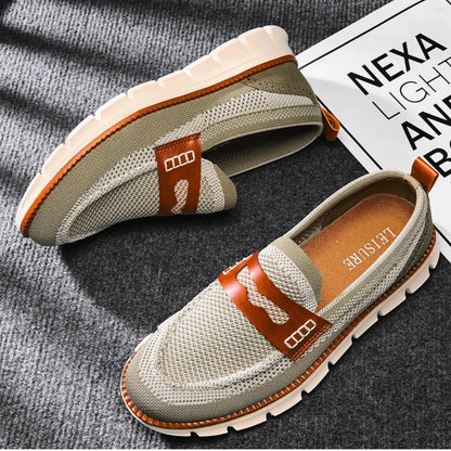 Men’s Contrast-Trim Knitted Loafers