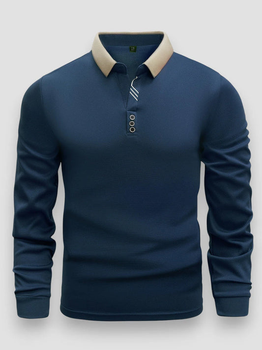 Men’s Long Sleeve Textured Polo Shirt