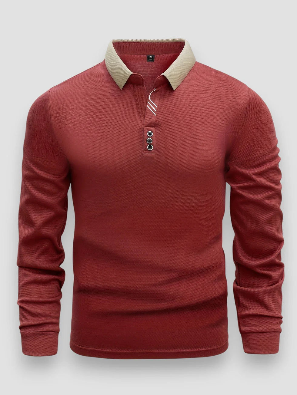 Men’s Long Sleeve Textured Polo Shirt