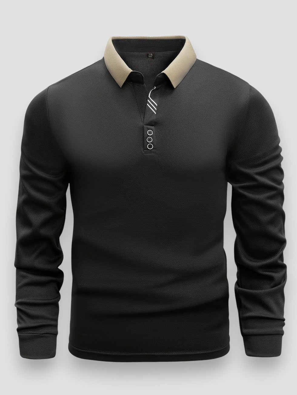 Men’s Long Sleeve Textured Polo Shirt
