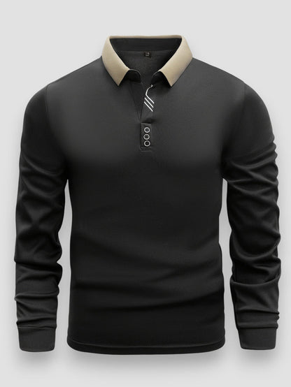 Men’s Long Sleeve Textured Polo Shirt