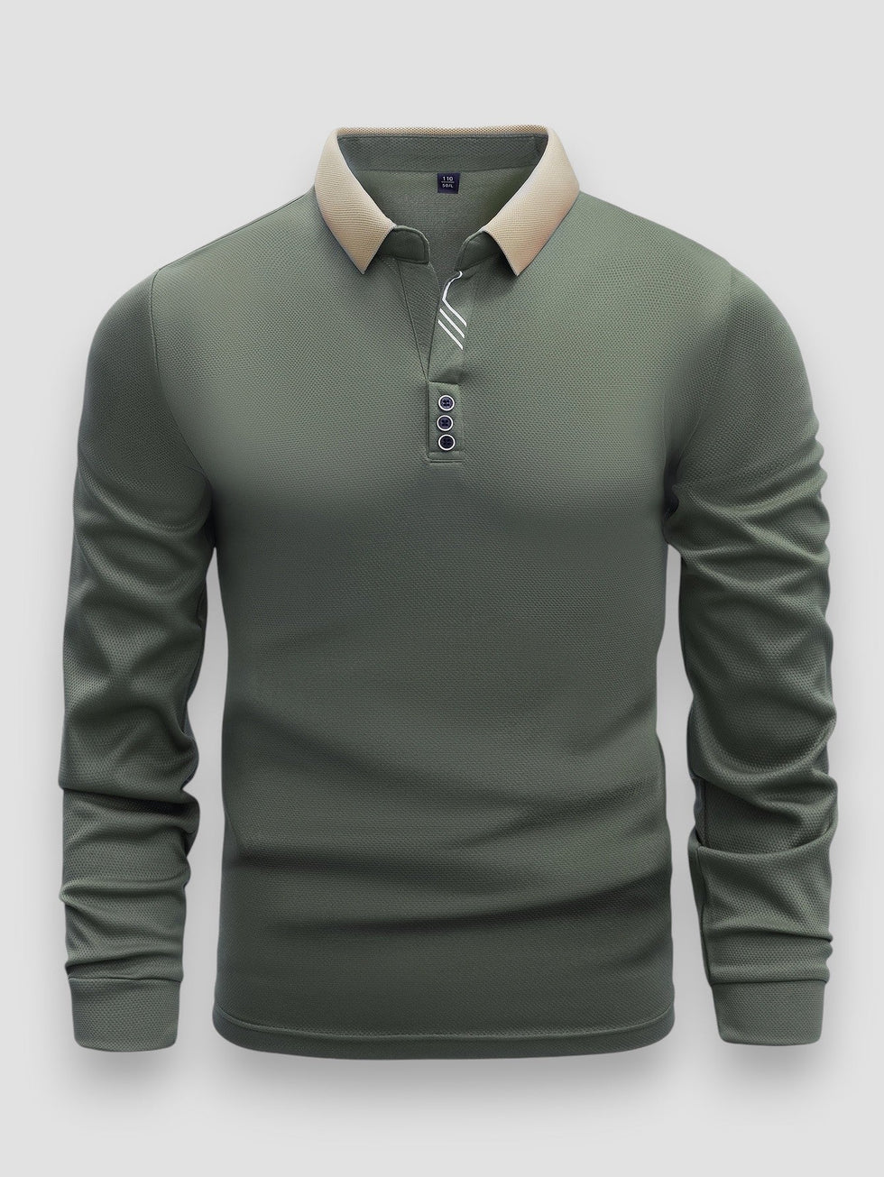 Men’s Long Sleeve Textured Polo Shirt
