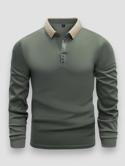 Men’s Long Sleeve Textured Polo Shirt