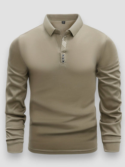 Men’s Long Sleeve Textured Polo Shirt