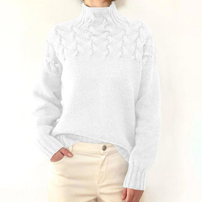 Women’s Braided High-Neck Warm Knit Sweater