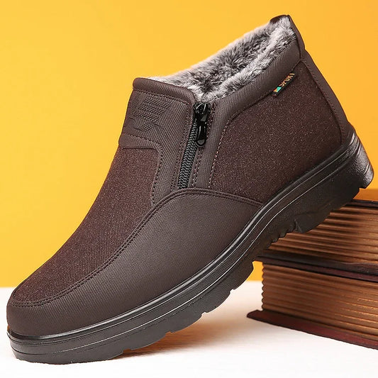 Men's Warm Snow Boots Waterproof Non-Slip Winter Fleece Shoes