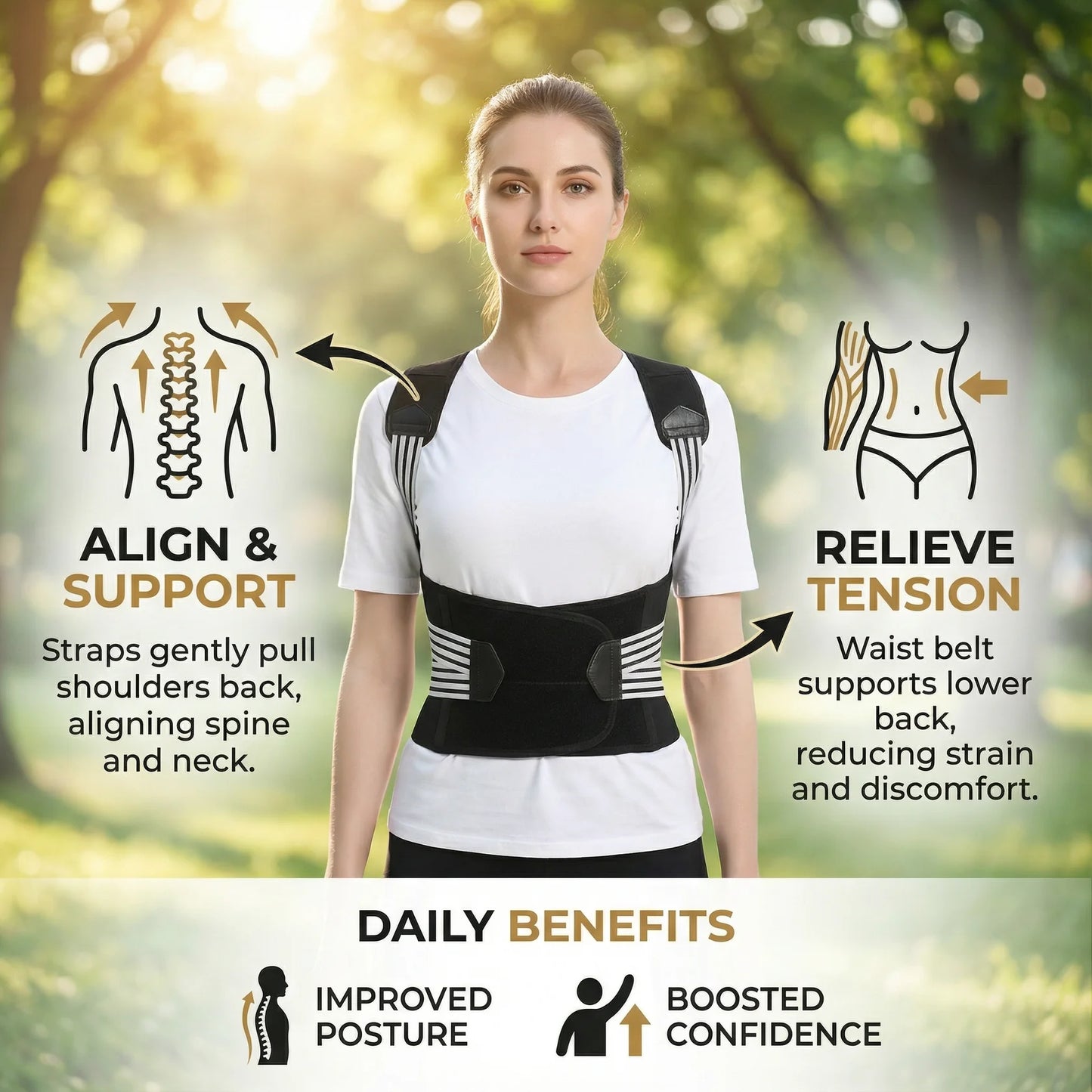 Adjustable Back Posture Support Belt