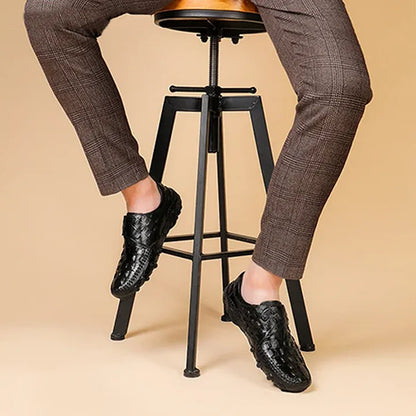 Croc-Embossed Nappa Leather-Look Formal Lace-Up Shoes