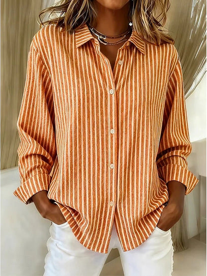 Harlow Striped Long-Sleeve Casual Blouse