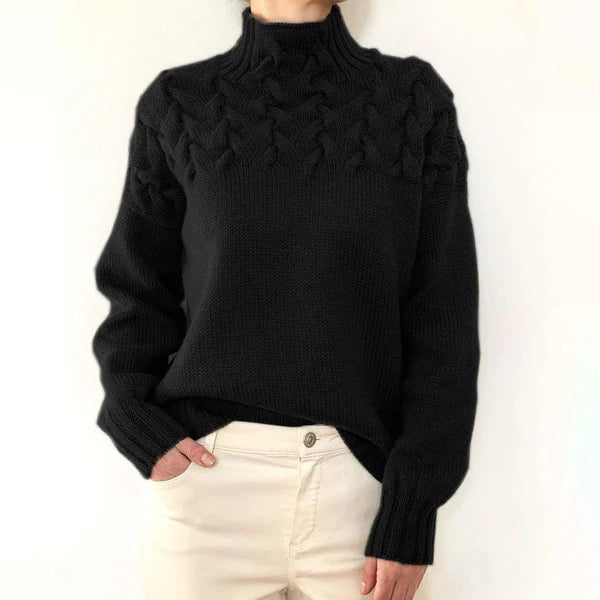 Women’s Braided High-Neck Warm Knit Sweater