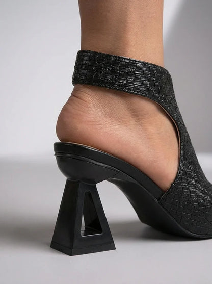 Women's Woven-Look Peep-Toe Heel Sandals