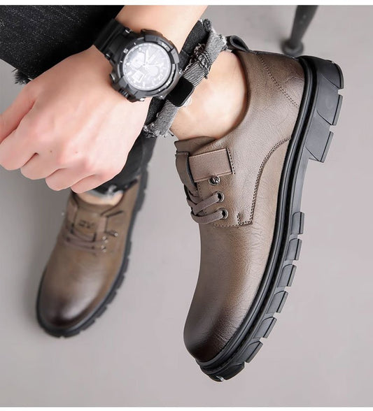 Vintage polished big-toe work shoes for men