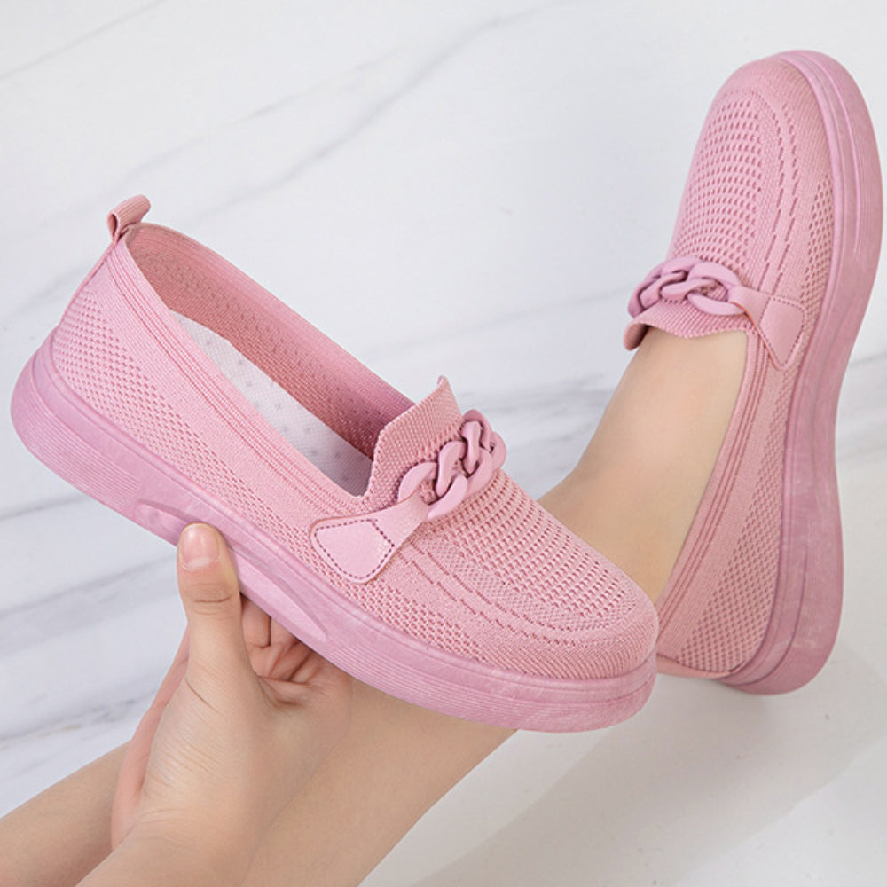 Women's Breathable Fly-Knit Chain Slip-On Shoes