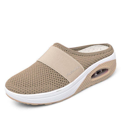 Women's breathable lightweight air cushion slip-on walking slippers
