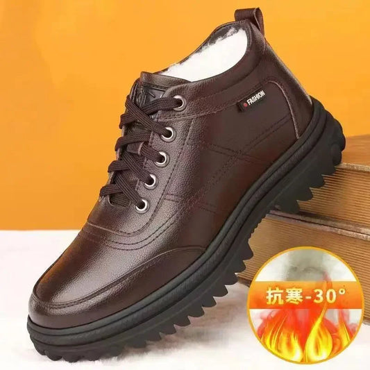 Winter thick fluffy warm thick leather-Look boots for men