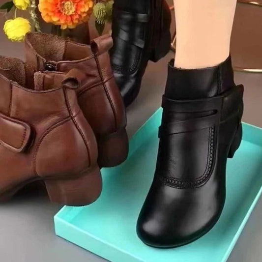 women's vintage leather-look boots