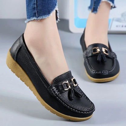 Women Flats Ballet Leather-Look Breathable Casual Shoes