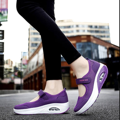 Womens stretchable breathable lightweight walking shoes